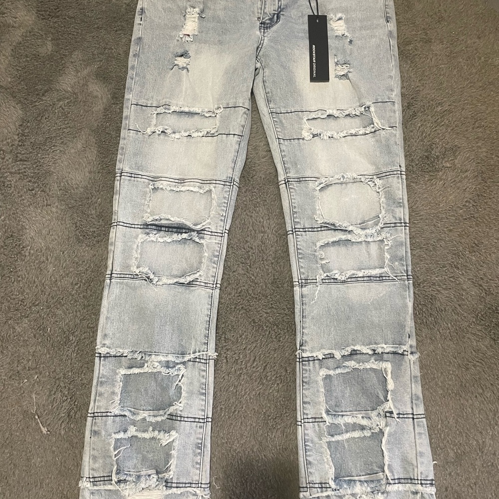 Men's Skinny Distressed Light Blue Jeans